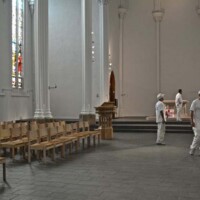St. Peter Cleveland - Catholic Church in Downtown Cleveland, Ohio was painted by Paint Medics Inc. Painter serving the Northeast Ohio with professional painting, refinishing and wood staining services